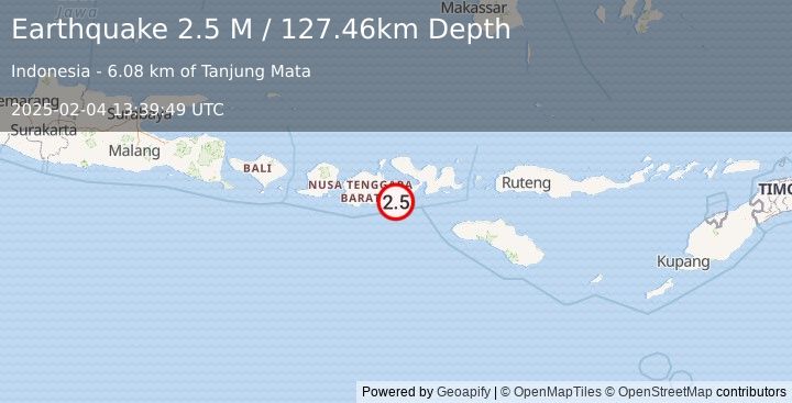 Earthquake Sumbawa Region, Indonesia (2.5 M) (2025-02-04 13:39:49 UTC)