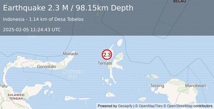 Earthquake Halmahera, Indonesia (2.3 M) (2025-02-05 11:24:43 UTC)