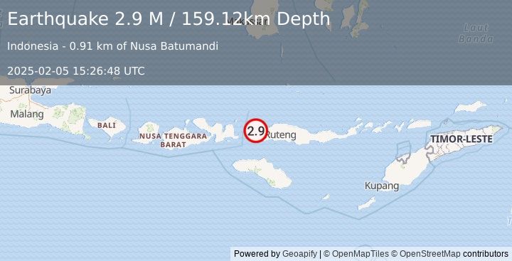 Earthquake Flores Region, Indonesia (2.9 M) (2025-02-05 15:26:48 UTC)