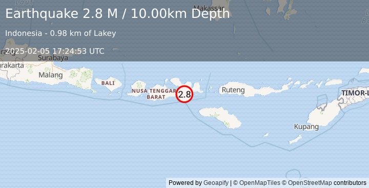 Earthquake Sumbawa Region, Indonesia (2.8 M) (2025-02-05 17:24:53 UTC)