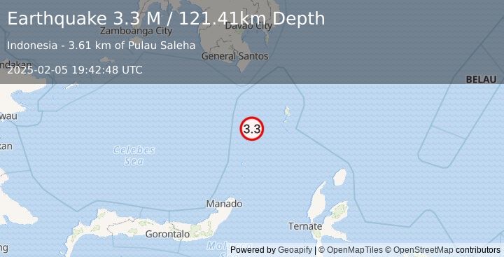 Earthquake Talaud Islands, Indonesia (3.3 M) (2025-02-05 19:42:48 UTC)