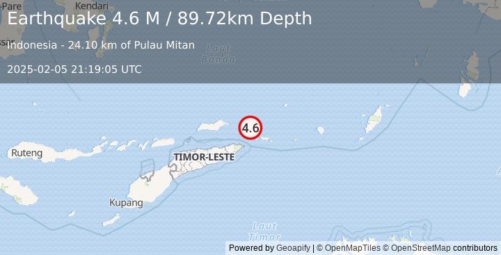 Earthquake Banda Sea (4.6 M) (2025-02-05 21:19:05 UTC)