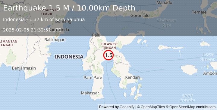 Earthquake Sulawesi, Indonesia (1.5 M) (2025-02-05 21:32:51 UTC)