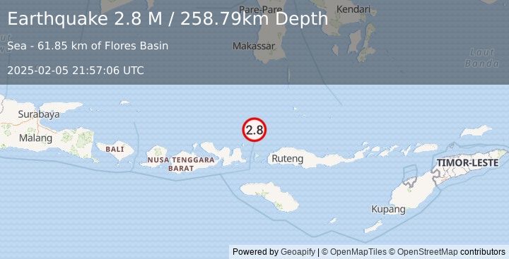 Earthquake Flores Sea (2.8 M) (2025-02-05 21:57:06 UTC)