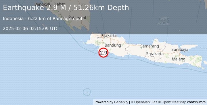 Earthquake Java, Indonesia (2.9 M) (2025-02-06 02:15:09 UTC)