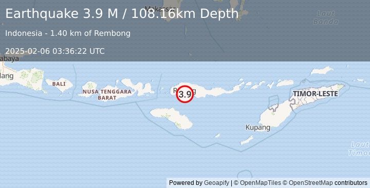 Earthquake Flores Region, Indonesia (3.9 M) (2025-02-06 03:36:22 UTC)