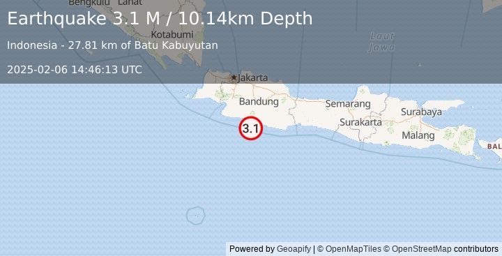 Earthquake Java, Indonesia (3.1 M) (2025-02-06 14:46:13 UTC)