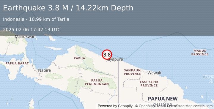 Earthquake Near North Coast of West Papua (3.8 M) (2025-02-06 17:42:13 UTC)