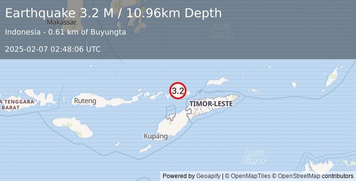 Earthquake Timor Region (3.2 M) (2025-02-07 02:48:06 UTC)