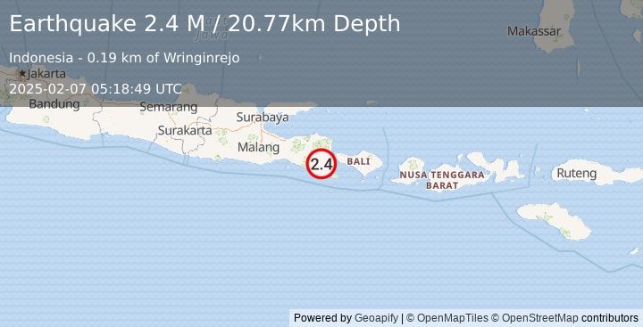 Earthquake Bali Region, Indonesia (2.4 M) (2025-02-07 05:18:49 UTC)