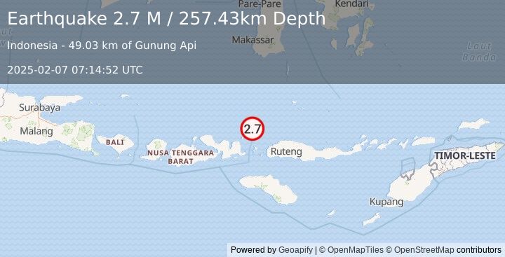 Earthquake Flores Sea (2.7 M) (2025-02-07 07:14:51 UTC)