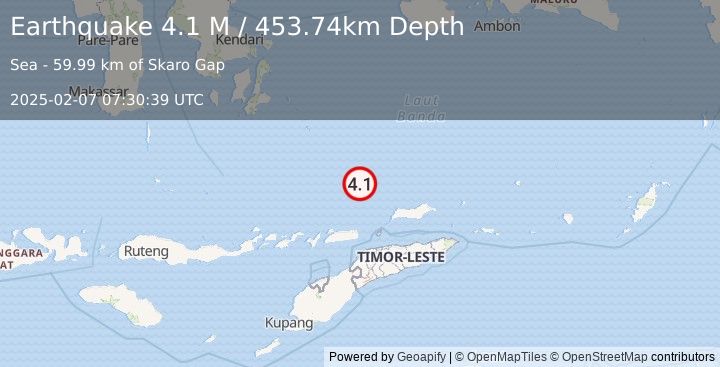 Earthquake Banda Sea (4.1 M) (2025-02-07 07:30:39 UTC)