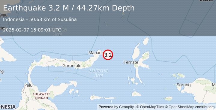 Earthquake Northern Molucca Sea (3.2 M) (2025-02-07 15:09:01 UTC)