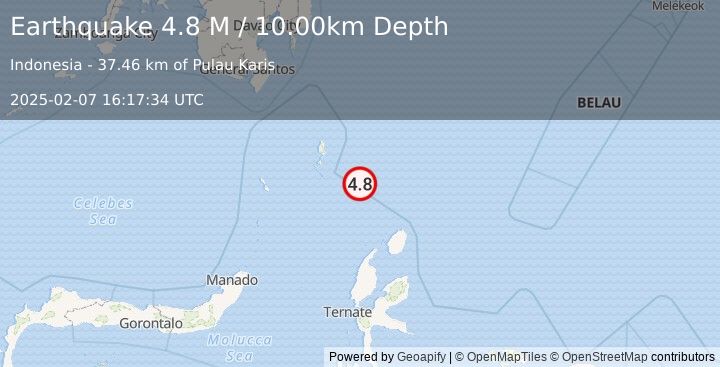 Earthquake Talaud Islands, Indonesia (4.7 M) (2025-02-07 16:17:35 UTC)