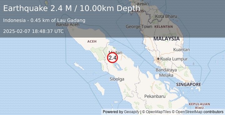 Earthquake Northern Sumatra, Indonesia (2.4 M) (2025-02-07 18:48:37 UTC)