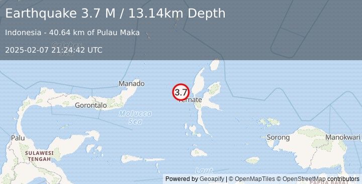 Earthquake Halmahera, Indonesia (3.7 M) (2025-02-07 21:24:42 UTC)