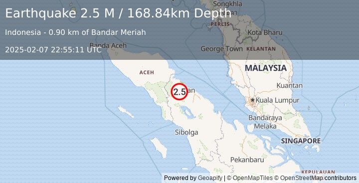 Earthquake Northern Sumatra, Indonesia (2.5 M) (2025-02-07 22:55:11 UTC)