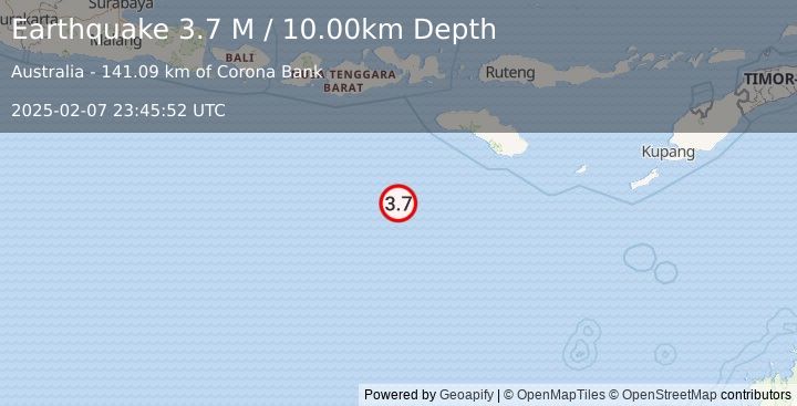 Earthquake South of Sumbawa, Indonesia (3.7 M) (2025-02-07 23:45:52 UTC)