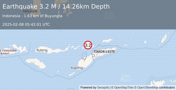 Earthquake Timor Region (3.2 M) (2025-02-08 05:42:01 UTC)