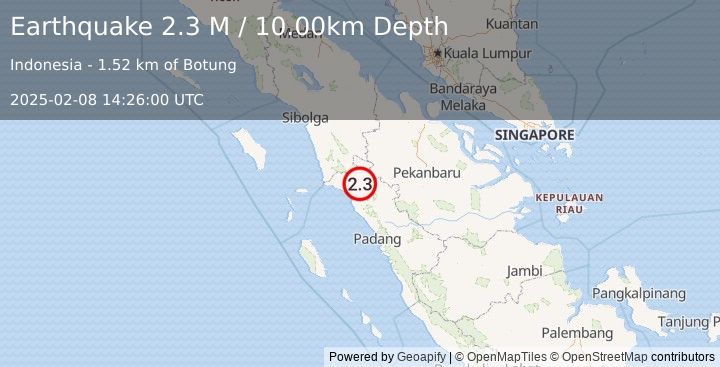 Earthquake Northern Sumatra, Indonesia (2.3 M) (2025-02-08 14:26:00 UTC)