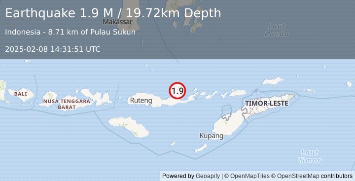 Earthquake Flores Region, Indonesia (1.9 M) (2025-02-08 14:31:51 UTC)