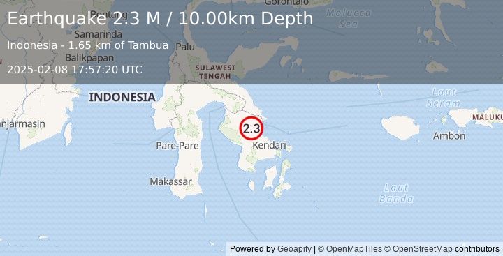 Earthquake Sulawesi, Indonesia (2.3 M) (2025-02-08 17:57:20 UTC)