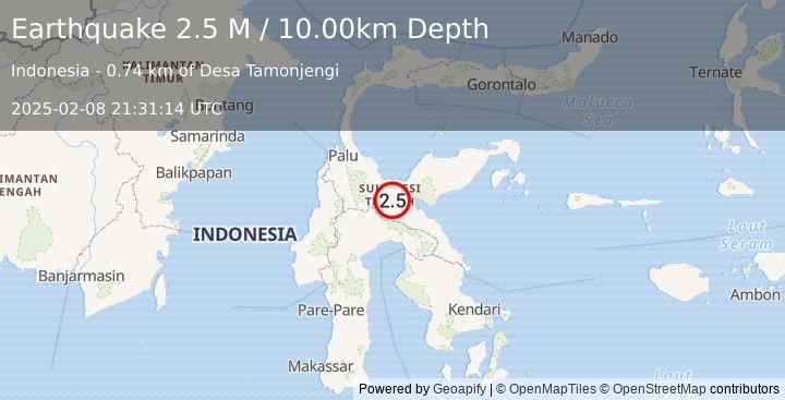 Earthquake Sulawesi, Indonesia (2.5 M) (2025-02-08 21:31:14 UTC)