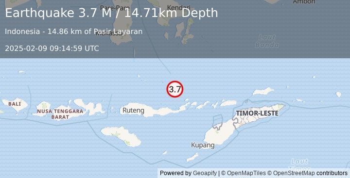 Earthquake Flores Sea (3.7 M) (2025-02-09 09:14:59 UTC)