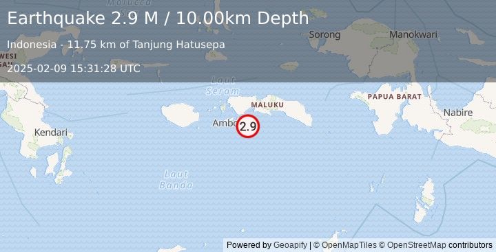 Earthquake Seram, Indonesia (2.9 M) (2025-02-09 15:31:28 UTC)