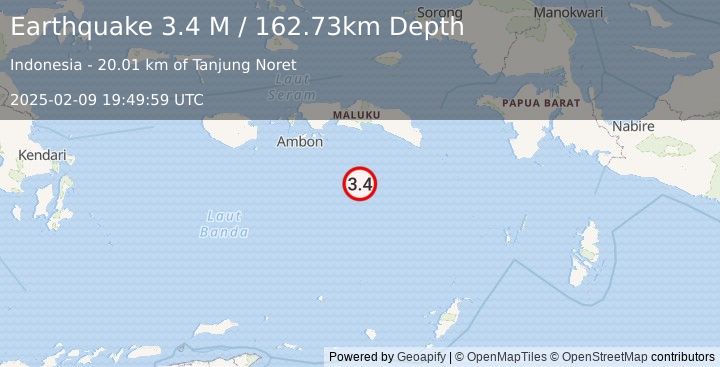 Earthquake Banda Sea (3.4 M) (2025-02-09 19:49:59 UTC)