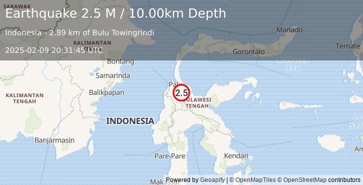 Earthquake Sulawesi, Indonesia (2.5 M) (2025-02-09 20:31:45 UTC)