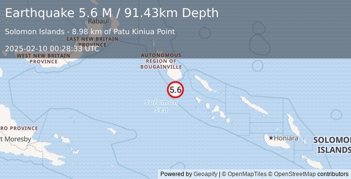 Earthquake Solomon Islands (5.6 M) (2025-02-10 00:28:33 UTC)