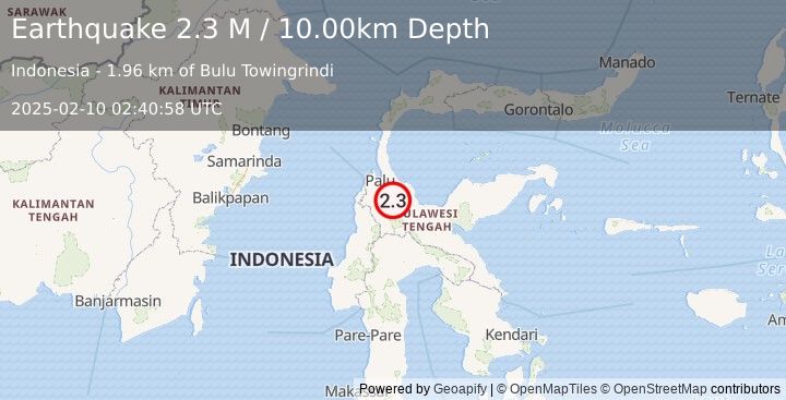 Earthquake Sulawesi, Indonesia (2.3 M) (2025-02-10 02:40:58 UTC)