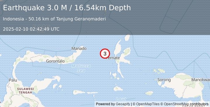 Earthquake Northern Molucca Sea (3.0 M) (2025-02-10 02:42:49 UTC)