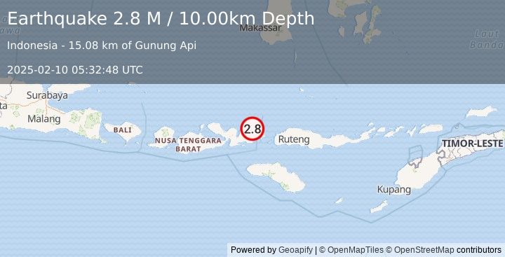 Earthquake Flores Region, Indonesia (2.8 M) (2025-02-10 05:32:48 UTC)