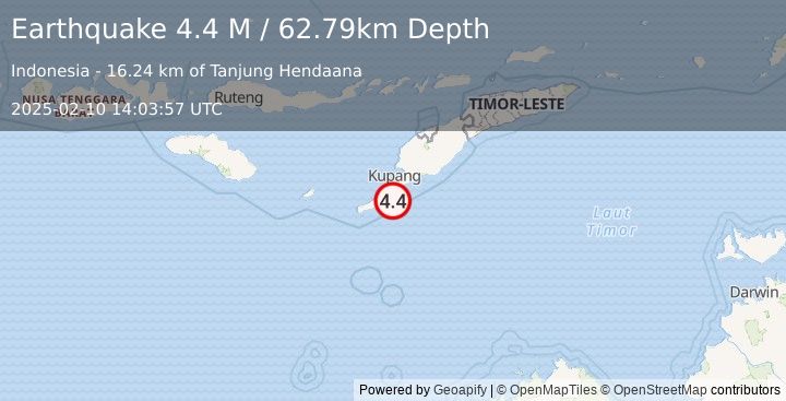 Earthquake Timor Region (4.4 M) (2025-02-10 14:03:57 UTC)