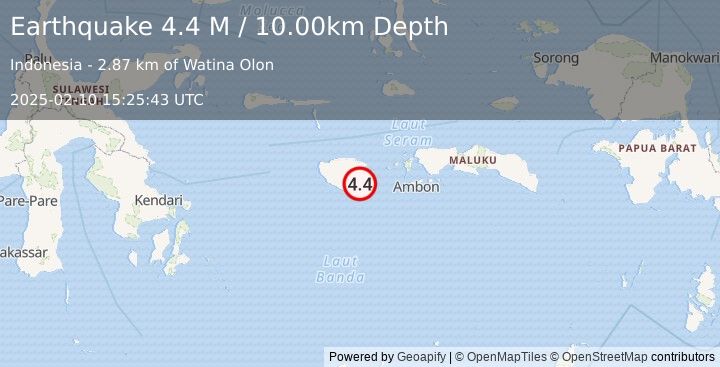 Earthquake Buru, Indonesia (4.4 M) (2025-02-10 15:25:43 UTC)