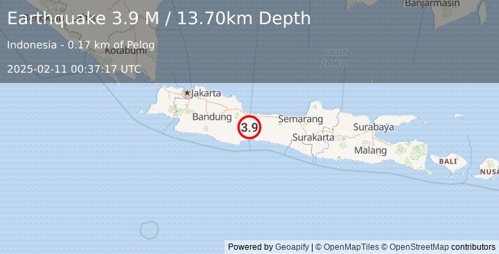 Earthquake Java, Indonesia (3.9 M) (2025-02-11 00:37:18 UTC)