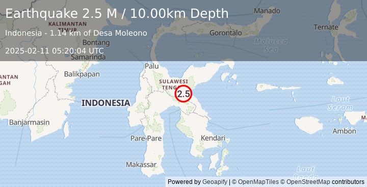 Earthquake Sulawesi, Indonesia (2.5 M) (2025-02-11 05:20:04 UTC)