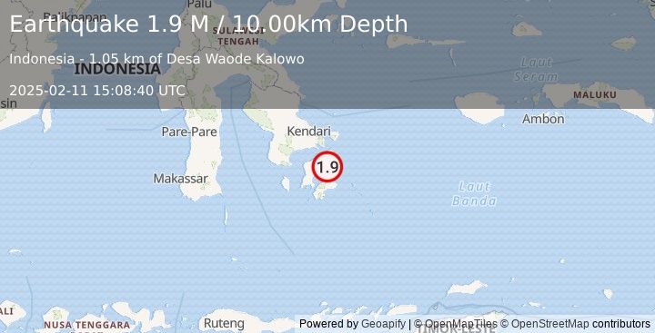 Earthquake Sulawesi, Indonesia (1.9 M) (2025-02-11 15:08:40 UTC)