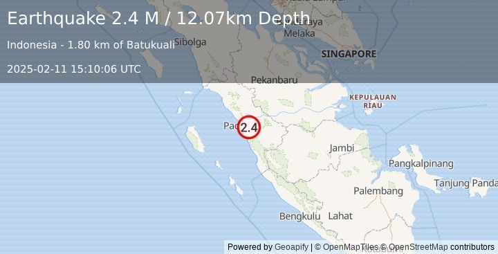 Earthquake Southern Sumatra, Indonesia (2.4 M) (2025-02-11 15:10:06 UTC)