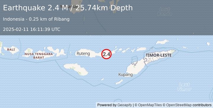 Earthquake Flores Region, Indonesia (2.4 M) (2025-02-11 16:11:39 UTC)