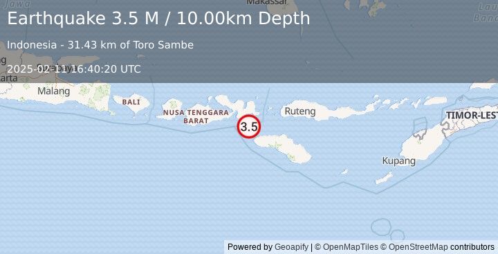 Earthquake Sumbawa Region, Indonesia (3.5 M) (2025-02-11 16:40:20 UTC)