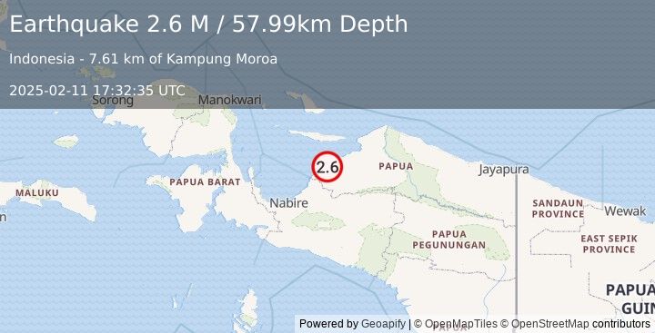 Earthquake West Papua Region, Indonesia (2.6 M) (2025-02-11 17:32:35 UTC)