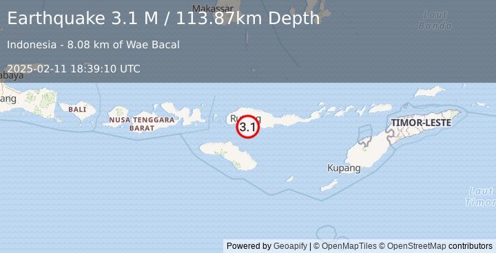 Earthquake Flores Region, Indonesia (3.1 M) (2025-02-11 18:39:10 UTC)