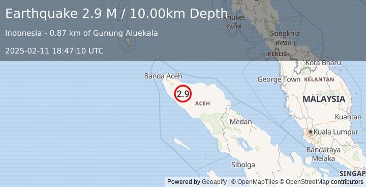 Earthquake Northern Sumatra, Indonesia (2.9 M) (2025-02-11 18:47:10 UTC)