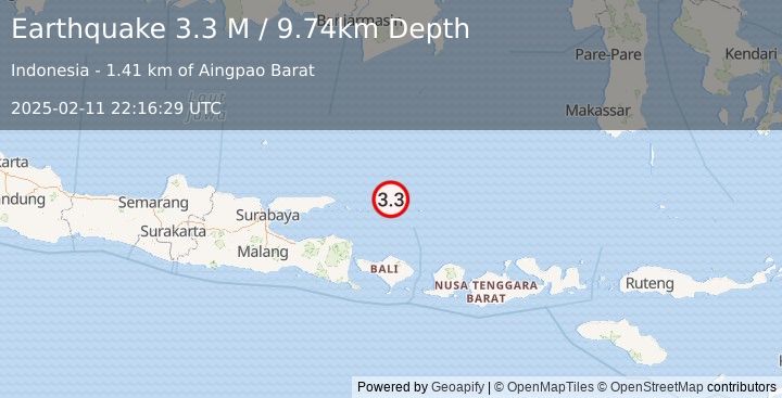 Earthquake Bali Sea (3.3 M) (2025-02-11 22:16:29 UTC)