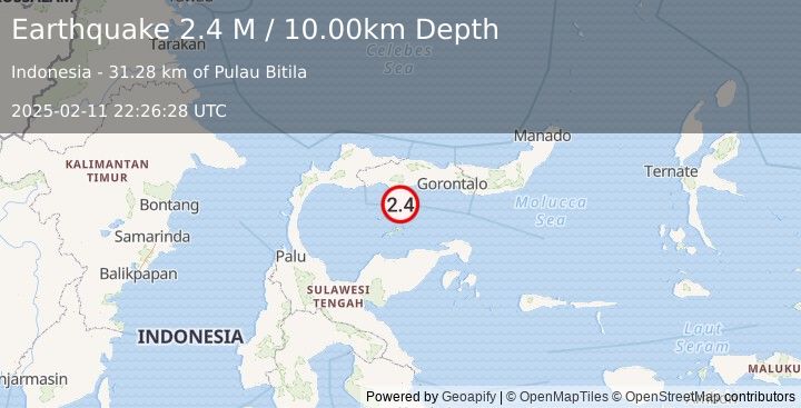 Earthquake Minahassa Peninsula, Sulawesi (2.4 M) (2025-02-11 22:26:28 UTC)