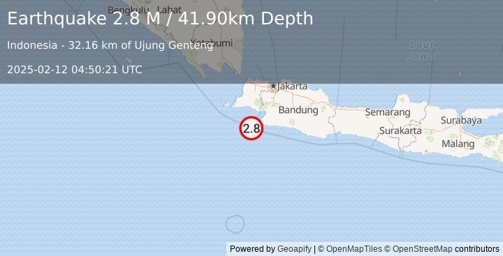 Earthquake Java, Indonesia (2.8 M) (2025-02-12 04:50:21 UTC)