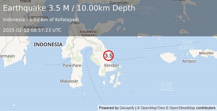 Earthquake Sulawesi, Indonesia (3.5 M) (2025-02-12 08:57:23 UTC)